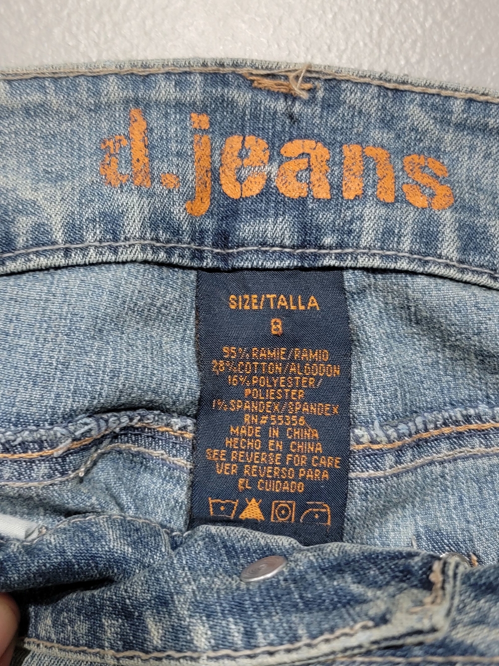d.jeans Light Wash Denim Jeans with Orange Logo